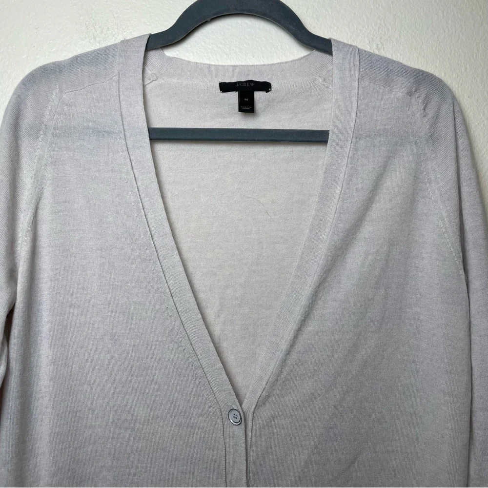 J.Crew 100% Wool Cream Knit V Neck Cardigan - Picture 2 of 4